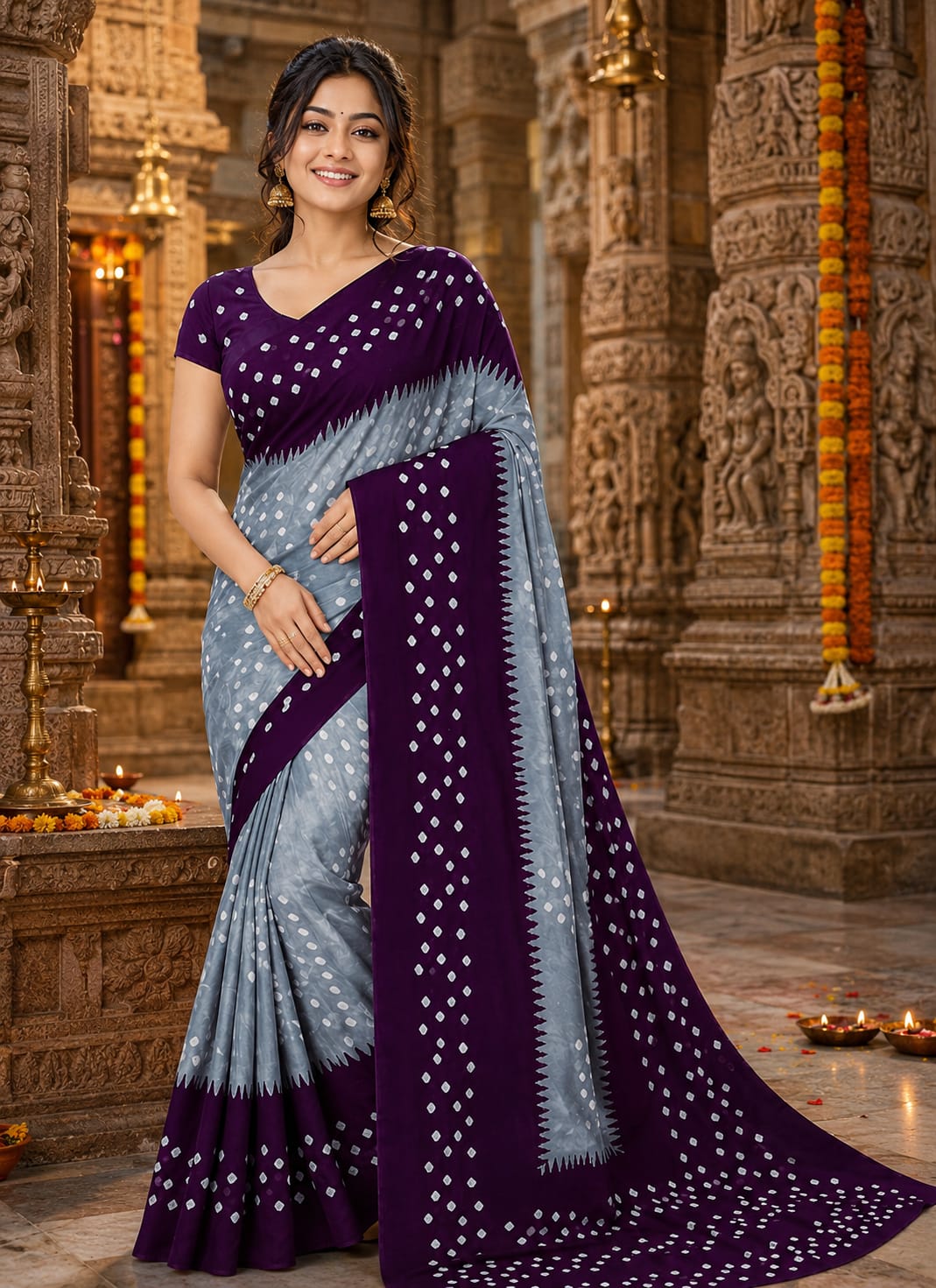 Women's Designer Purple Saree with Stylish Border
